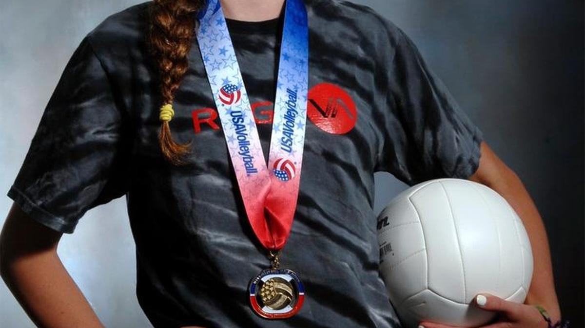 Turlock sophomore Julia Handy, who helped guide the Rage 15-1 volleyball team to the Junior National Open Division gold medal is pictured on Thursday afternoon (07-02-15) in The Modesto Bee photo studio. Handy was named the tournament’s MVP.