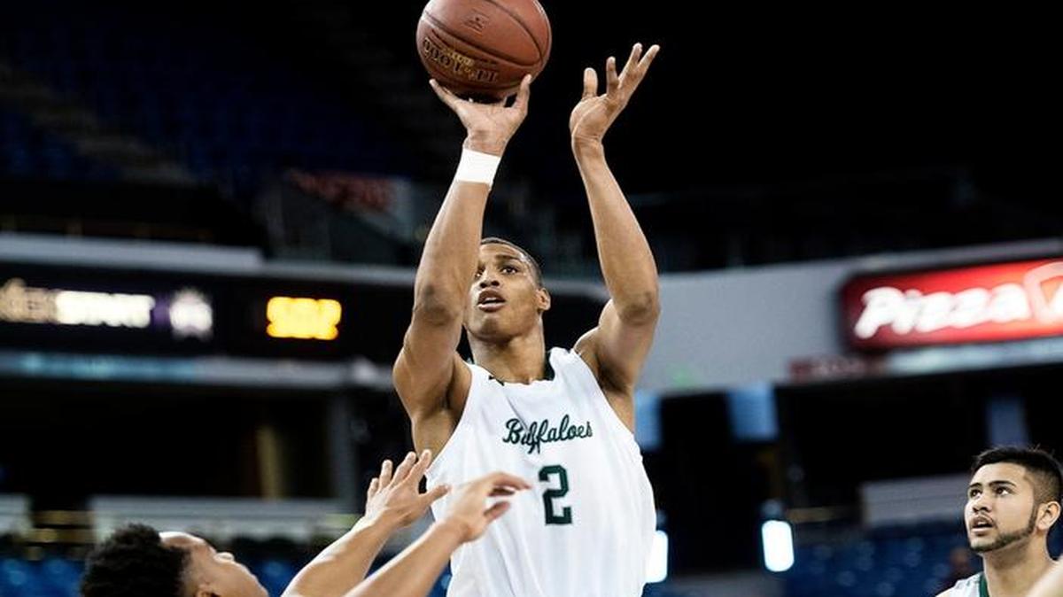 Manteca's Kenny Wooten shoots a jump shot during the CIF State Division III championship game with Ayala at Sleep Train Arena in Sacramento, Calif., on Thursday, March, 24, 2016.