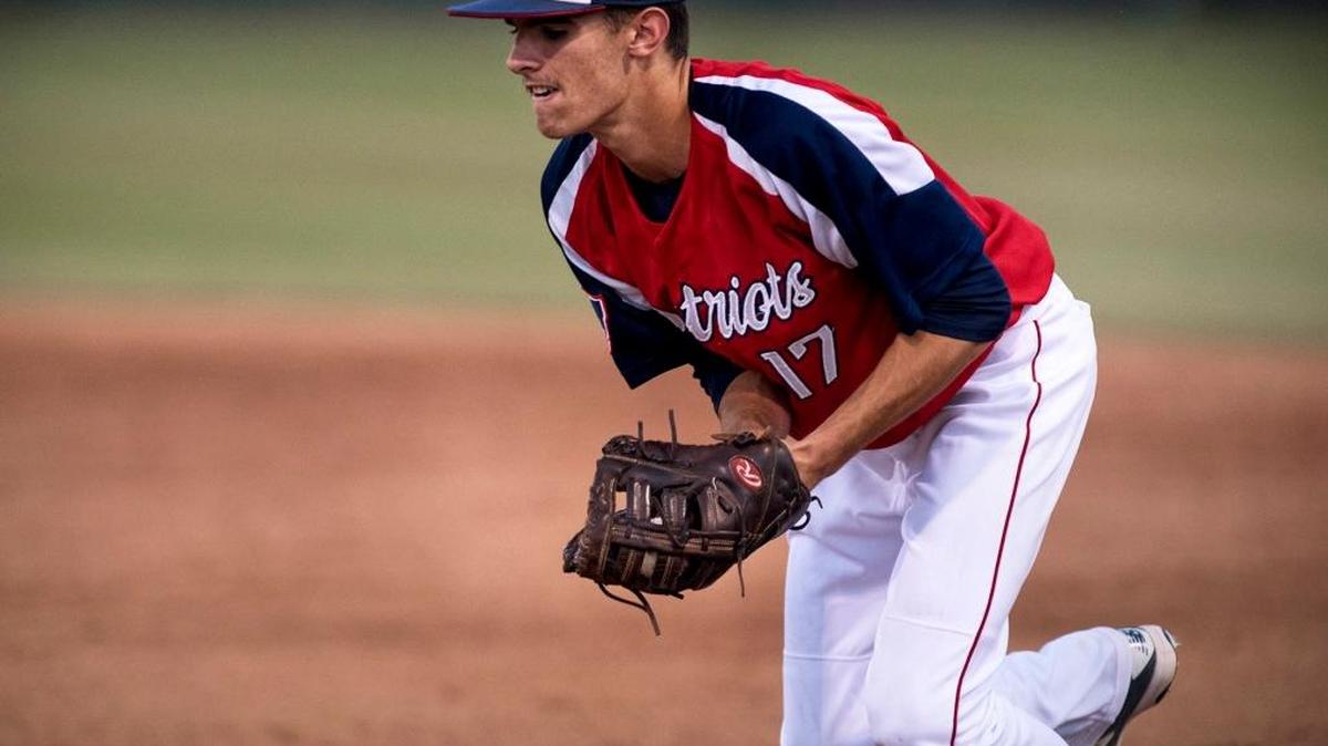 Beyer first baseman Chase Fetzer snares a ground ball during the Sac-Joaquin section playoff game with McNair at the University of the Pacific in Stockton, Calif., on Wednesday, May, 18, 2016. Beyer won the game 9-1.