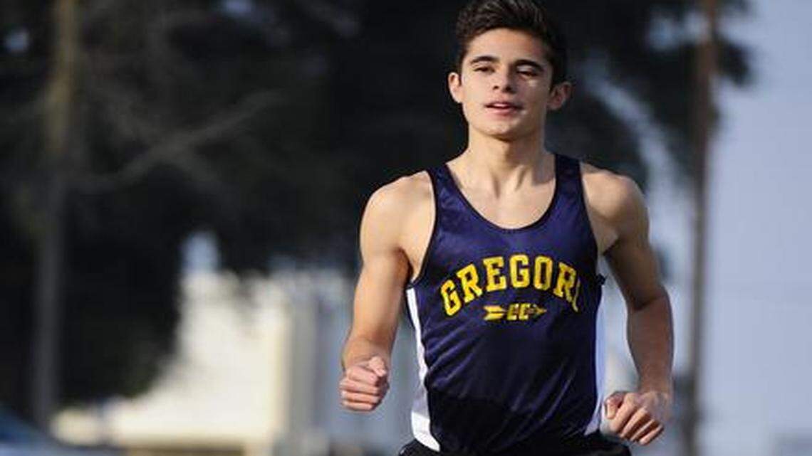 
Mario Medina, a senior at Gregori High runs down Pirrone Road on Thursday afternoon (01-08-15) in Modesto, CA. Medina is The Bee's all-district runner of the year.
