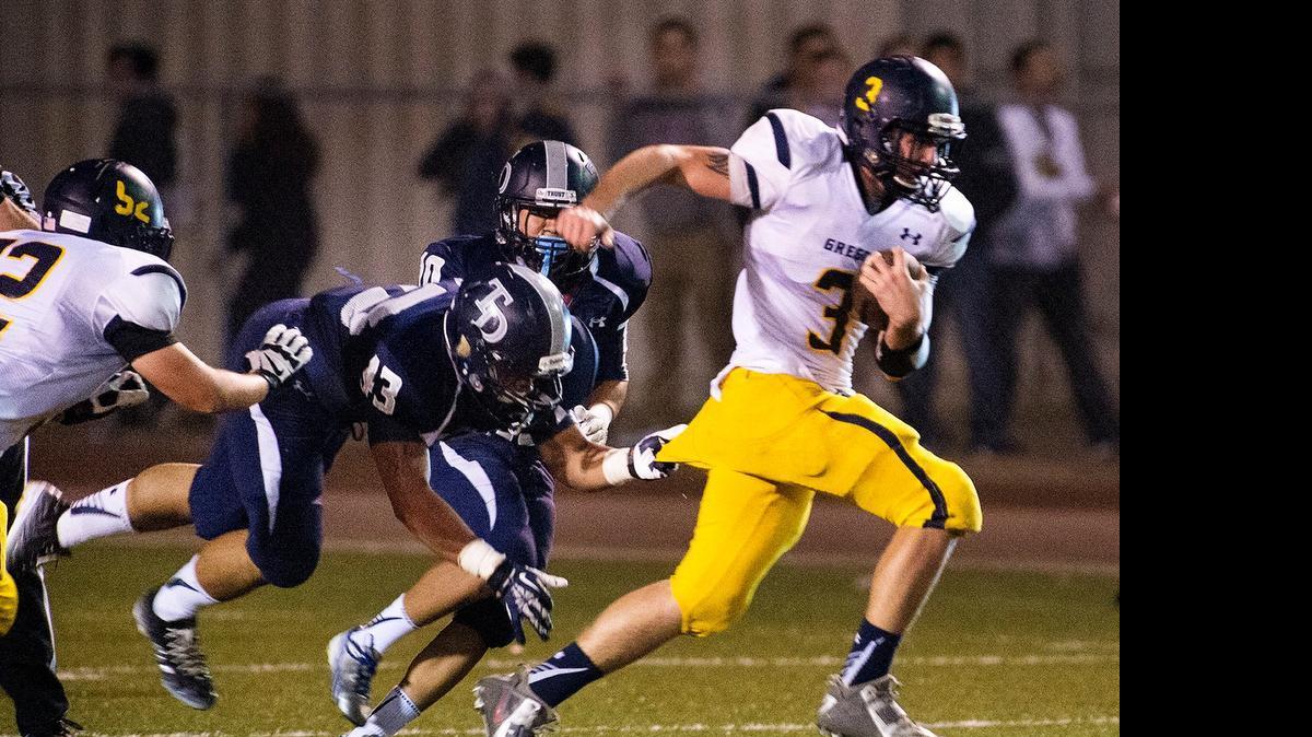 
Gregori’s Matt Vargas, right, will participate in the North/South Rotary All-Star Football Game on Friday.
