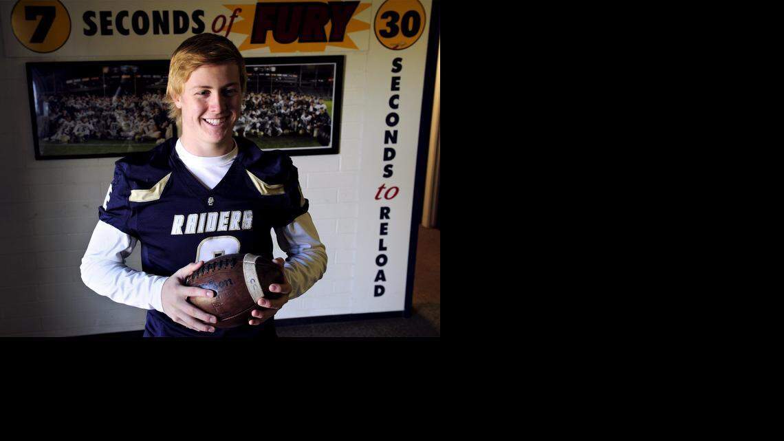 
Justin Rice, a junior at Central Catholic High School is The Bee's football player of the year. The tailback is pictured on Monday afternoon (01-12-15) in the school locker room.
