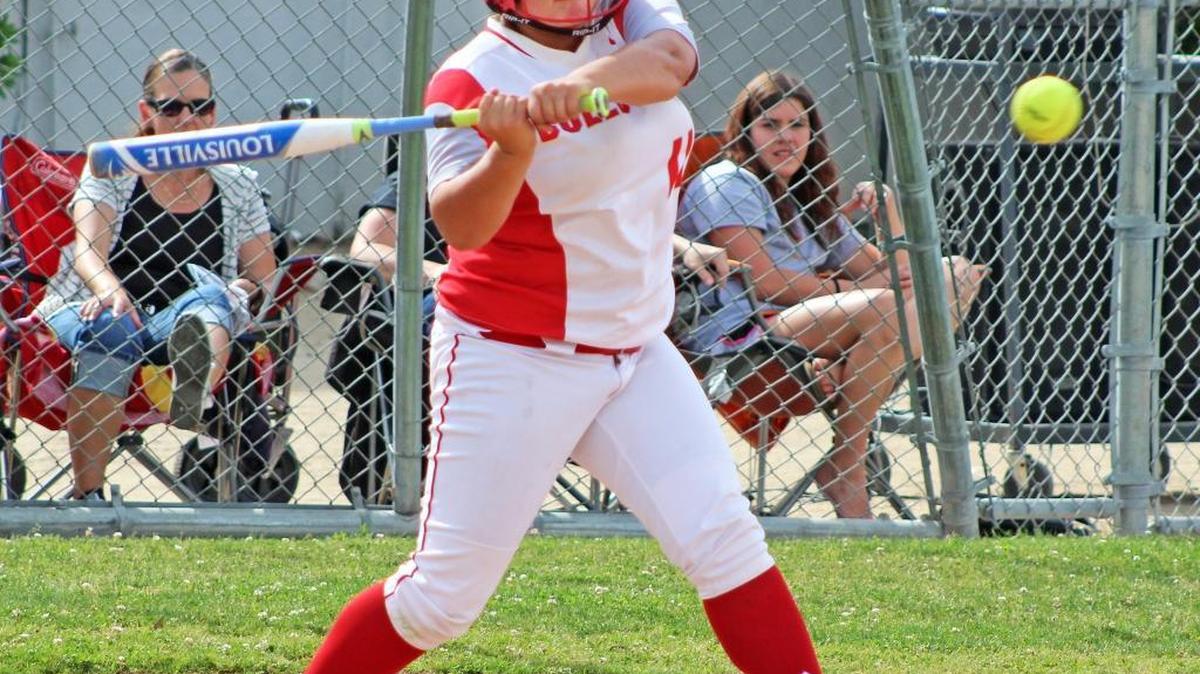 Ceres High slugger Mahlena O’Neal swings a pitch during a 2-1 loss to Los Banos on Tuesday, May 3, 2016, at Ceres High School.