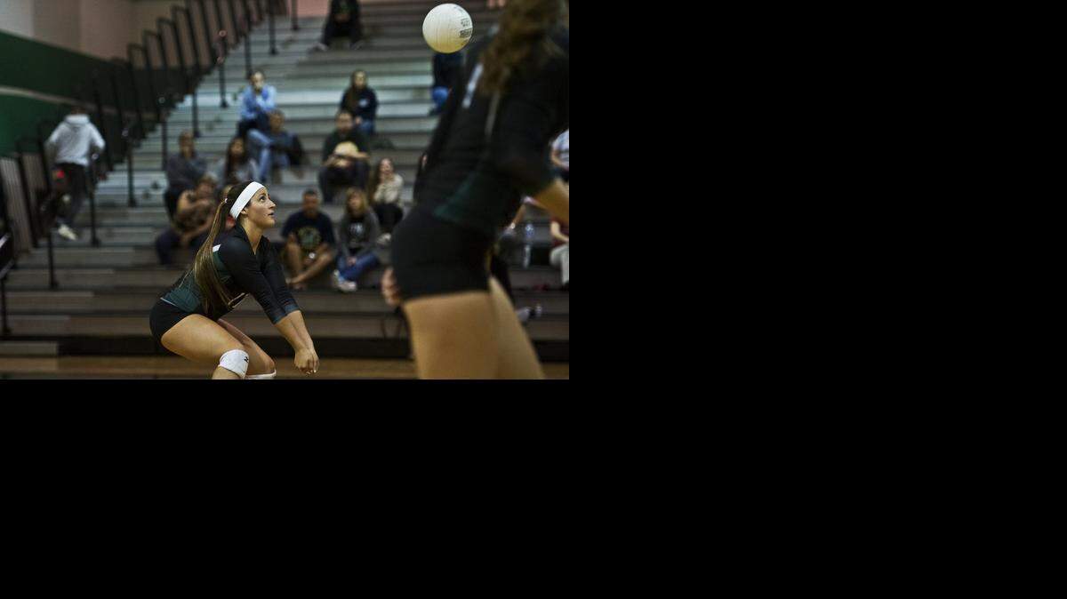
Pitman junior Lauren Solis (11) returns a serve during a match against McClatchy at Pitman High School in Turlock, Calif., Monday, Nov. 10, 2014. The Pride defeated the Lions 25-13, 25-5, 25-6.
