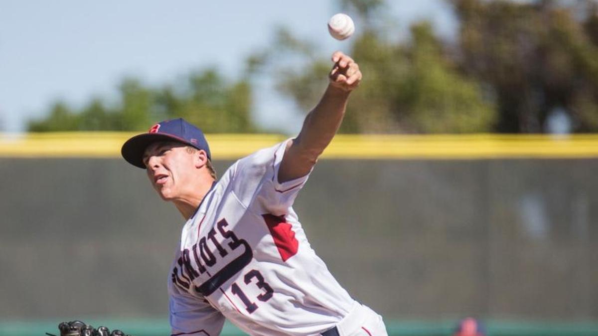 Ben Polack of Beyer High throws a pitch during Monday May 28th 2018 CIFSJS DIII Section baseball finals at UOP in Stockton CA Monday May 28th 2018.