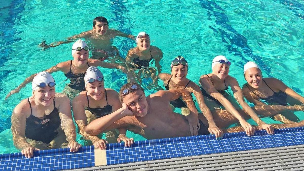 The Ripon High girls swim team won the third annual Merced County Championships at Pacheco High on Saturday, April 2, 2016, and the team as a whole set eight meet records, including two by sophomore Ty Wells (center).