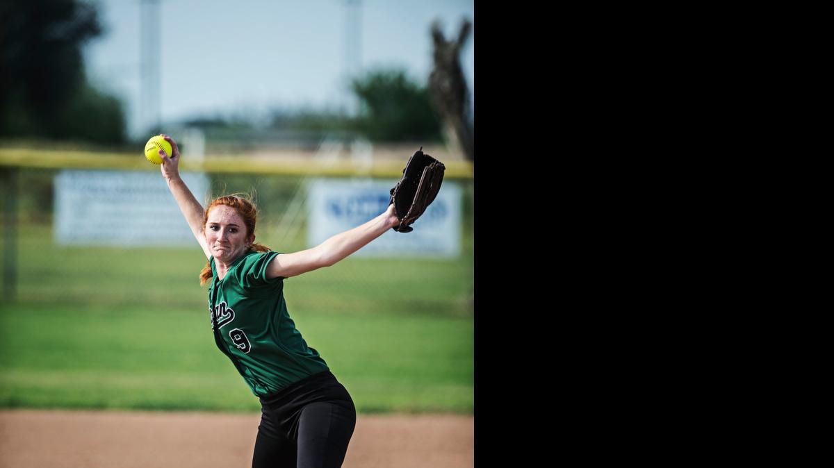 
Pitman senior Alexis Mettler (9) delivers a pitch during a game against Atwater at Atwater High School in Atwater, Calif., Friday, March 20, 2015. The Falcons beat the Pride 1-0. 
