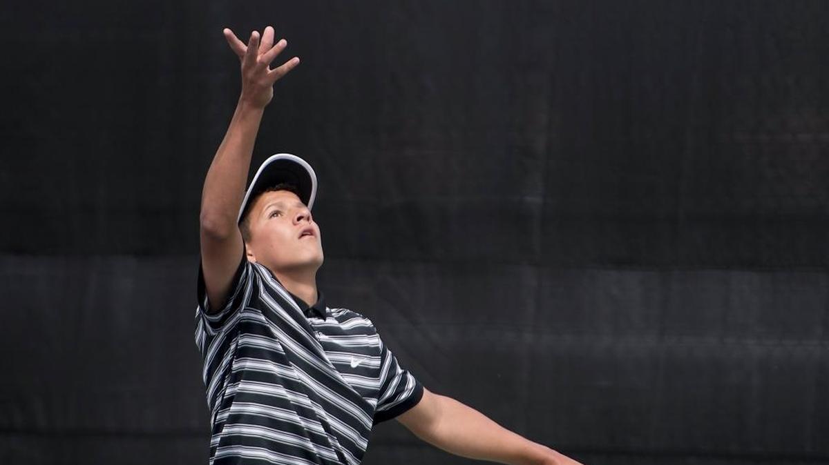 Modesto High's Coby McCaig, showin in this April 27, 2017 photo, was the Sac-Joaquin Section’s Division I singles champion and The Bee’s Player of the Year in 2016.. He’ll participate in the National Hard Court Championships Aug. 4-13, 2017, in Kalamazoo, Mich.