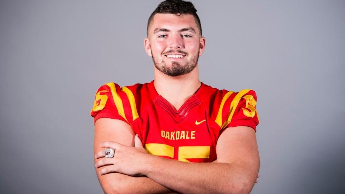 Oakdale High School's Nico Sarale, No. 3 on The Bee’s list of top-50 returning football players, poses for a portrait at the Merced Sun-Star office in Merced, Calif., on Thursday, July 27, 2017.