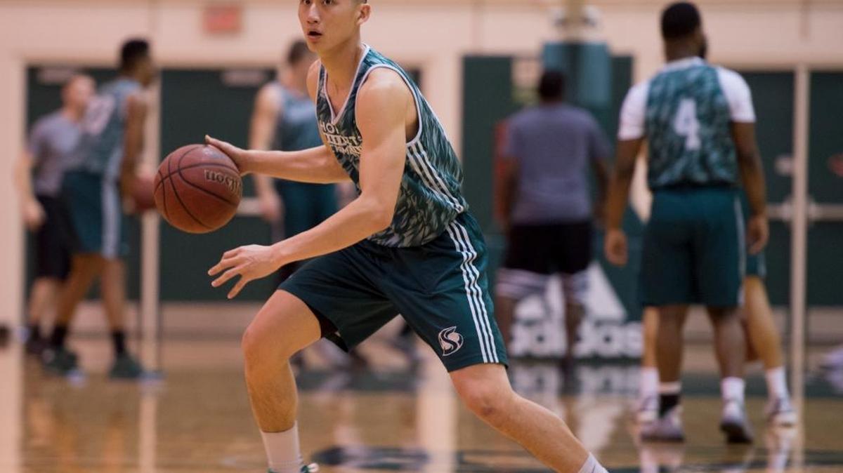 Former Modesto Christian High School player Jeff Wu plays the point position during the a Sacramento State men’s basketball practice on Tuesday, February 23, 2016 in Sacramento.