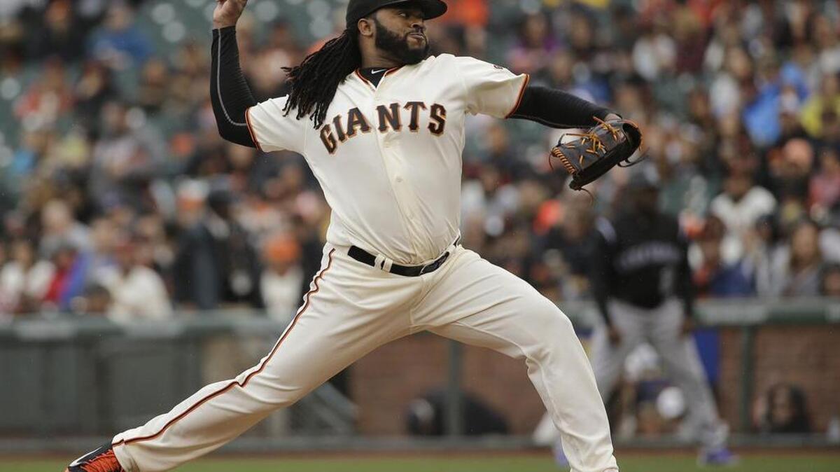 San Francisco Giants pitcher Johnny Cueto throws against the Colorado Rockies during a baseball game, Saturday, May 7, 2016 in San Francisco. Cueto is 13-1 with a 2.47 ERA.