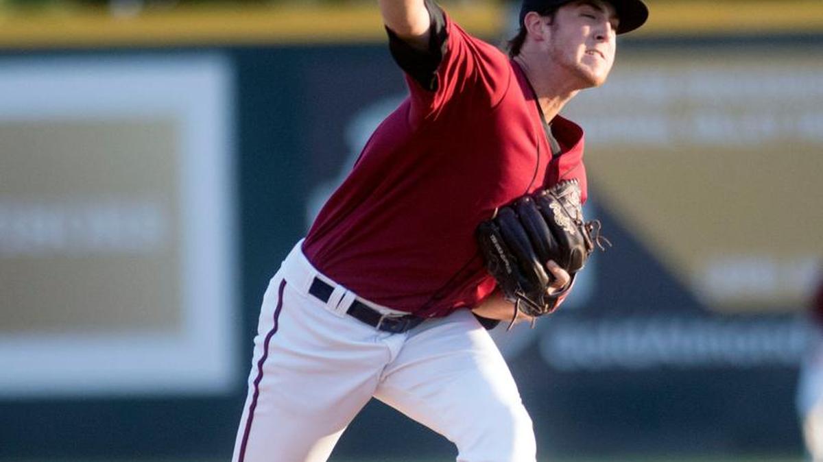 
Nuts pitcher Zach Jemiola throws to the plate during a game between the Modesto Nuts and the Visalia Rawhide at John Thurman Field in Modesto on Friday. .
