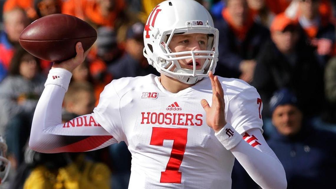 Indiana quarterback Nate Sudfeld reaches back to pass during the first half of an NCAA college football game against Illinois, Saturday, Oct. 27, 2012 in Champaign, Ill. (AP Photo/Seth Perlman)